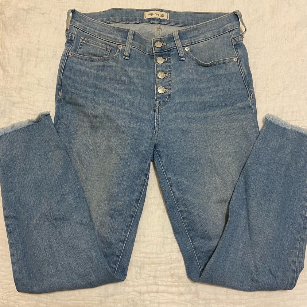 Madewell High Rise Button-fly Jeans, Medium Wash, 9” Rise, Frayed Hem